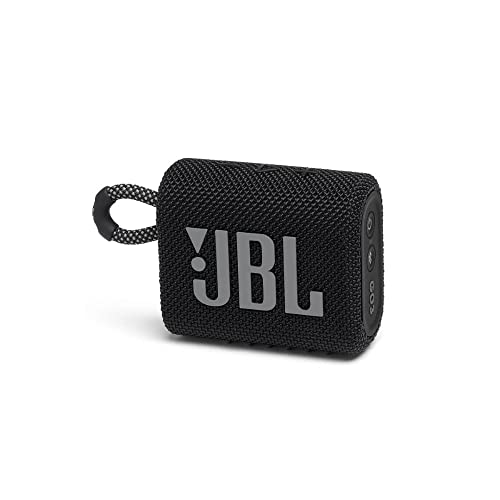 JBL GO 3 kleine Bluetooth Box in Schwarz – Wasserfester, tragbarer Lautsprecher für unterwegs – Bis zu 5h Wiedergabezeit mit nur einer Akkuladung. (1er Pack)