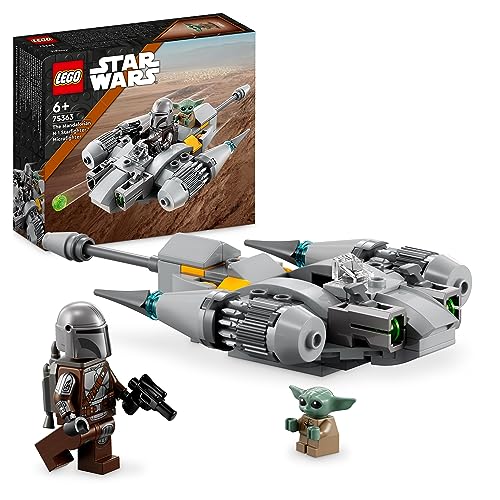 LEGO 75363 Star Wars N-1 Starfighter des Mandalorianers – Microfighter Mikro-Bauspielzeug, Das Buch von Boba Fett-Fahrzeug mit Baby Yoda-Figur Grogu, Geschenk für Kinder, Jungen, Mädchen ab 6 Jahren