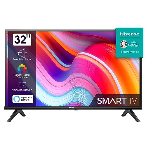 Hisense 32E4KT (32 Zoll) Fernseher, HD Ready - Smart TV, Triple Tuner DVB-T2 / T/C / S2 / S, Works with Alexa, WiFi, Game Mode, Hotel Mode, Schwarz [2023 ], Betriebsystem VIDAA U