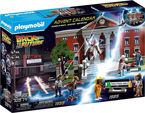 PLAYMOBIL Adventskalender 2021-70574 Back to The Future mit Sammelfiguren und Zubehörteilen der Science-Fiction-Triologie hinter jedem Türchen, 97-teilig, Ab 5 Jahren