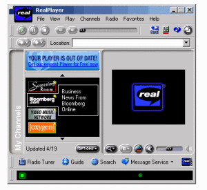 Abb.: RealPlayer (Screenshot www.hr.mnscu.edu/). Zusätzlich war der Mediaplayer in der Lage, die Zwischenspeicherung an die jeweilige Geschwindigkeit automatisch anzupassen.