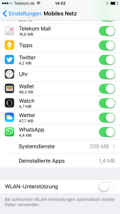 Einstellungen unter iOS9 (Streamingz.de)