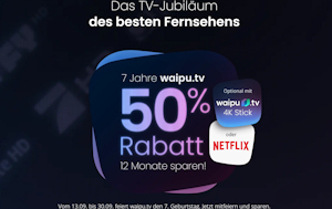 waipu.tv Geburtstagsaktion mit 50 % Rabatt