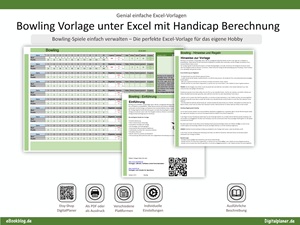Bowling Vorlage Spielbericht unter Excel mit Handicap Berechnung